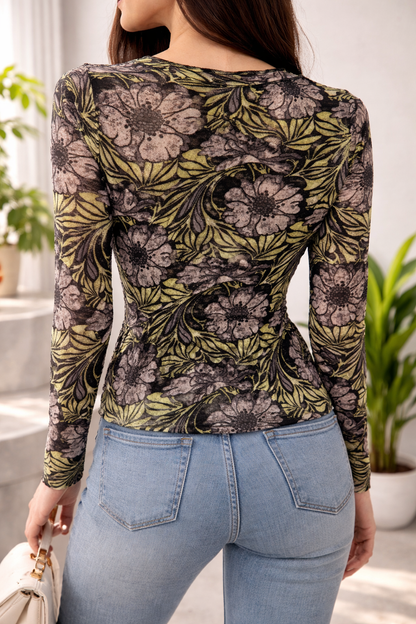 Chiczy Sheer Bloom Mesh Top