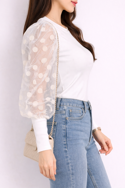 Sheer Charm Puff Top