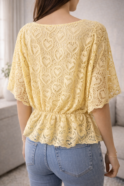 Sunshine Lace Peplum Top