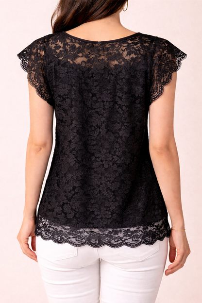 Black Blossom Lace Top