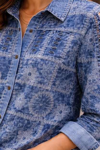 Boho Patchwork Denim Shirt