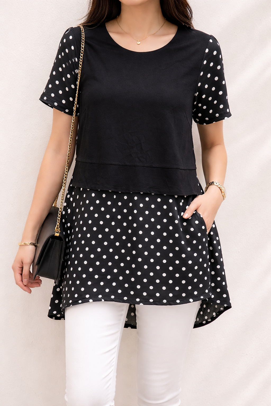 Midnight Polka Layered Top