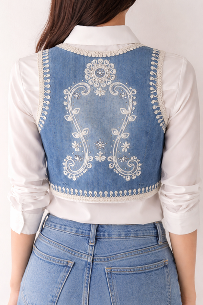 Indigo Grace Embroidered Jacket Set