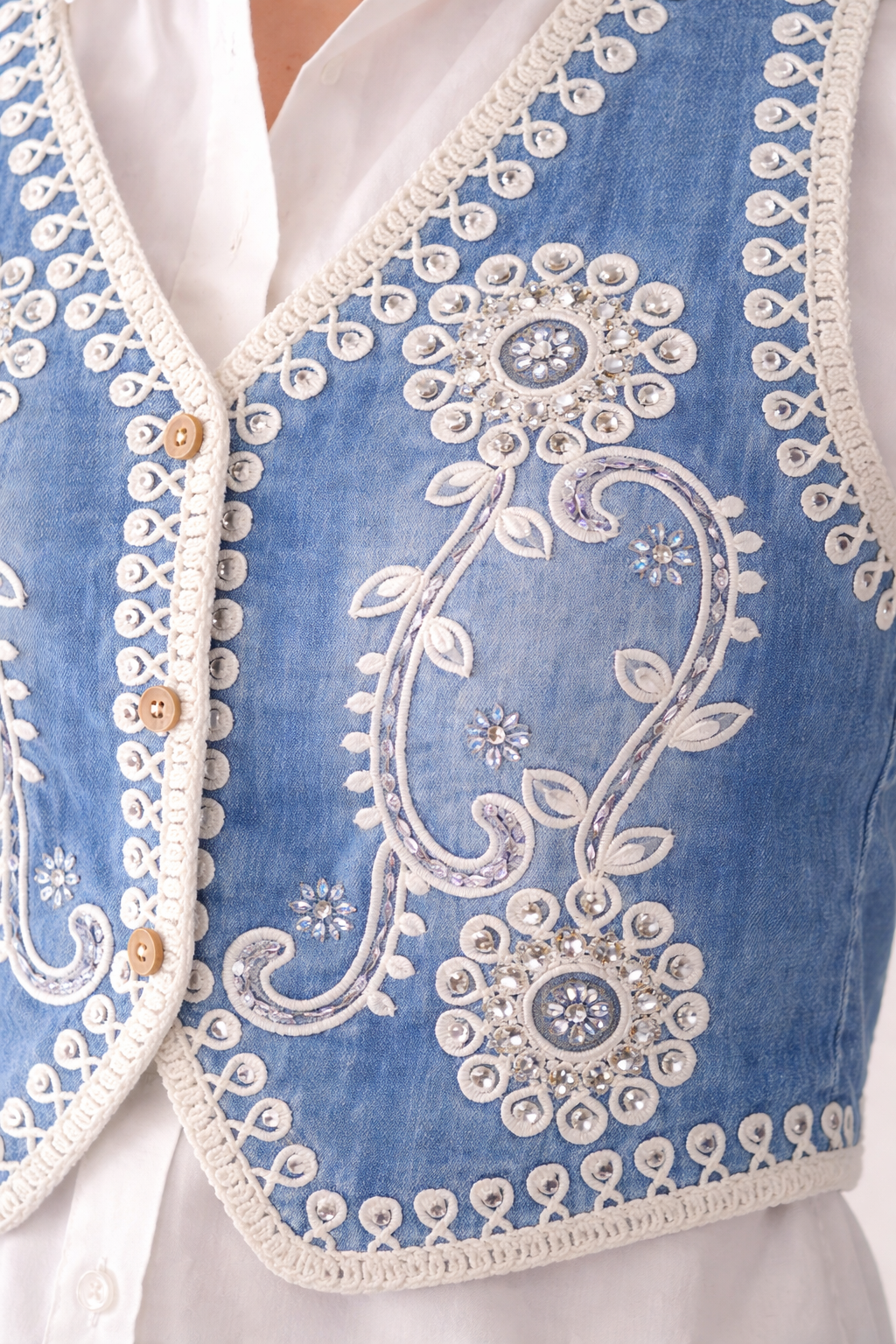 Indigo Grace Embroidered Jacket Set
