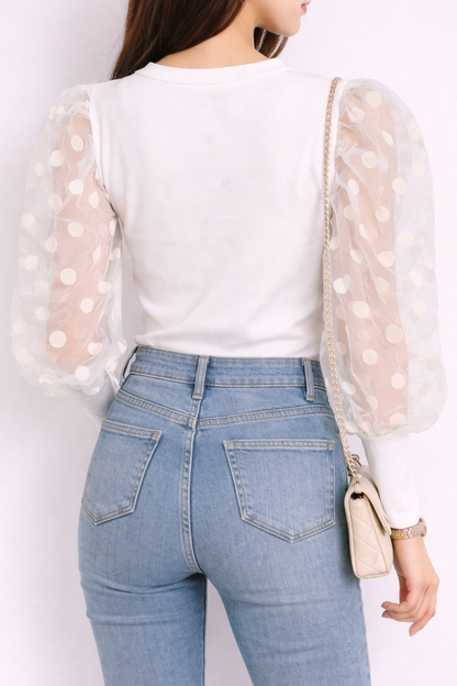Sheer Charm Puff Top