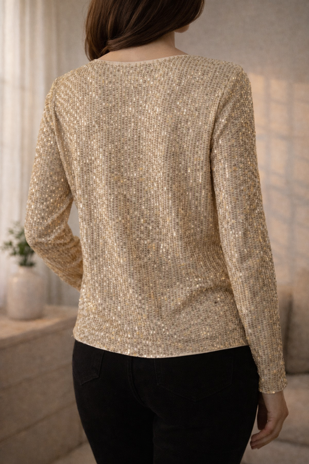 Golden Glow Sequin Top