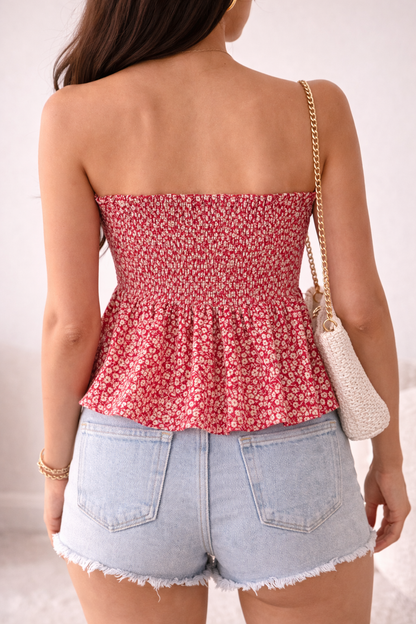 Red Daisy Tube Top