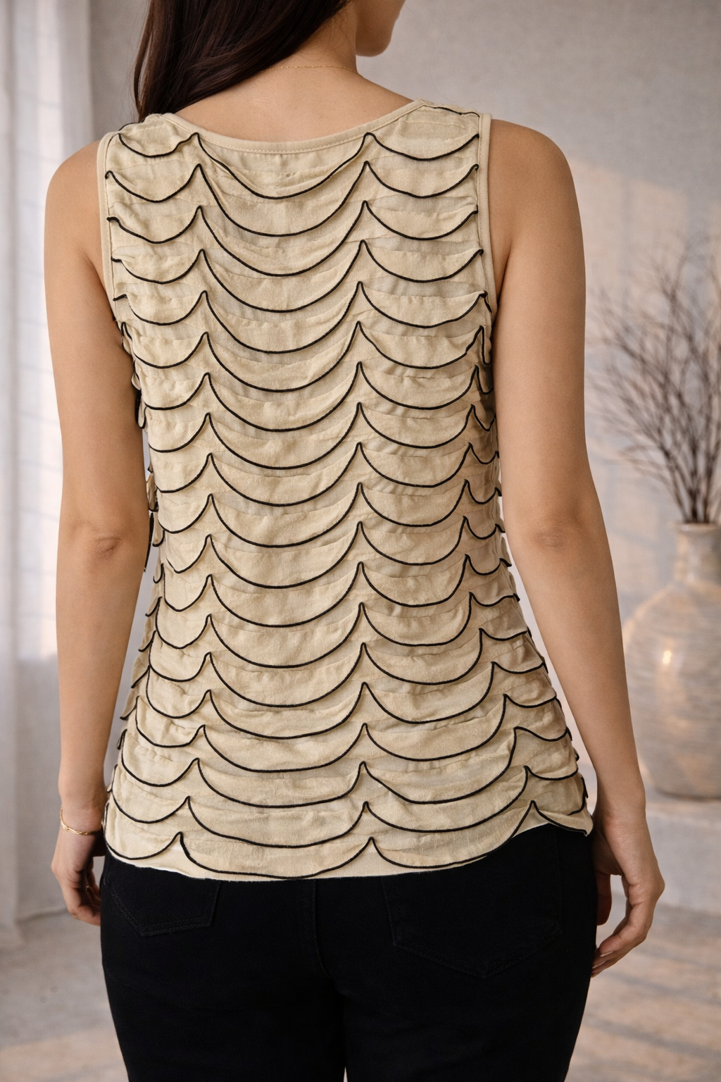Ivory Ripple Designer Top