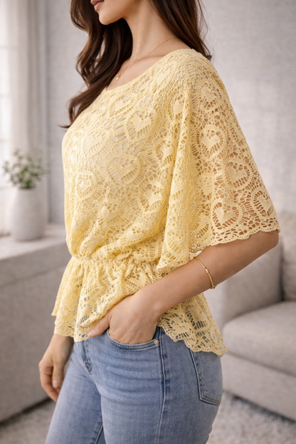 Sunshine Lace Peplum Top
