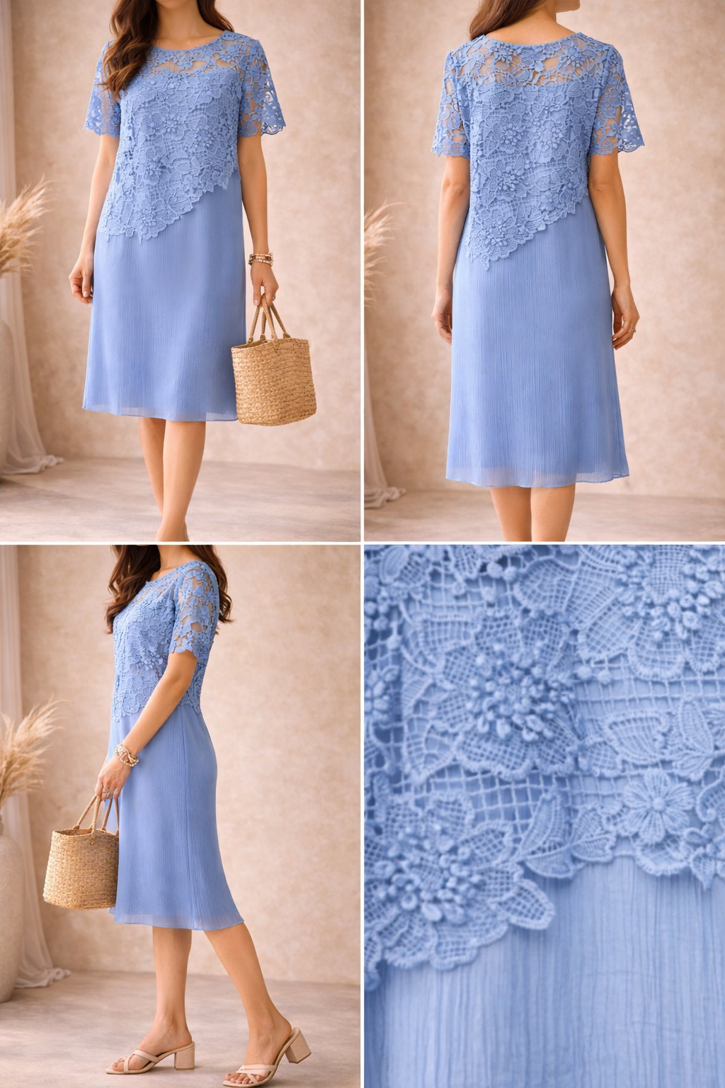 Azure Lace Elegance Dress