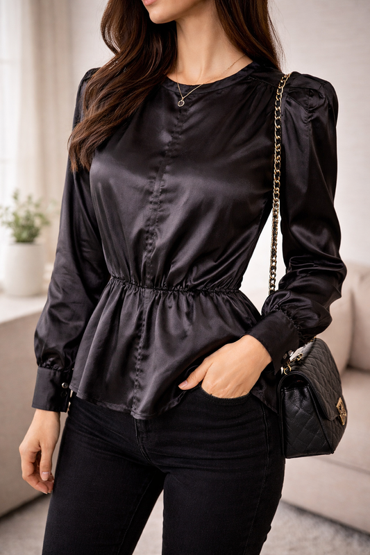 Midnight Satin Luxe Top
